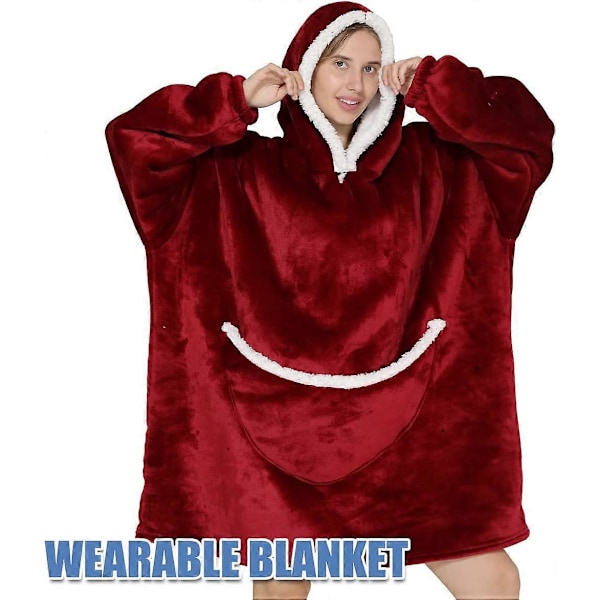 Bærbar Blanket Oversized Hoodie Sweatshirt Fluffy Blød Varm Flanel Hætte Blanket Pullover