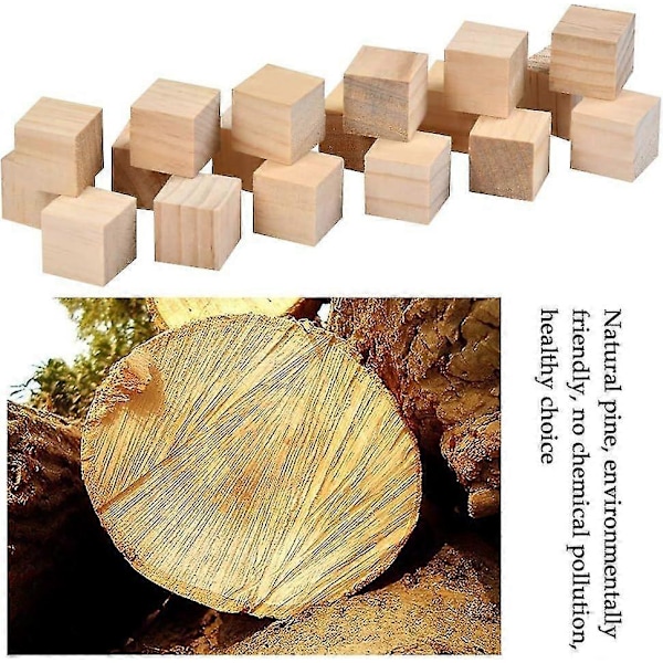 Uudet, sopivat Mini Puiset Kuutiot 30 kpl Sileät Puiset Kuutiot 30 X 30 Mm Luonnolliset Neliökuutiot Raakapuu Neliöpalikat