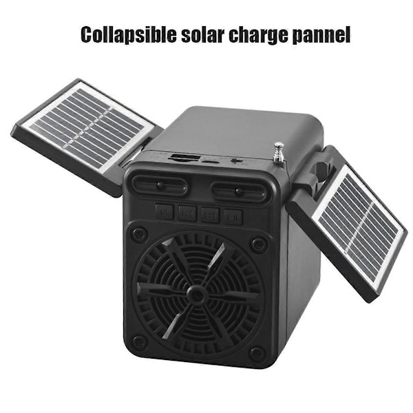Solar Nödladdning FM Radio Multifunktionell Bluetooth Högtalare