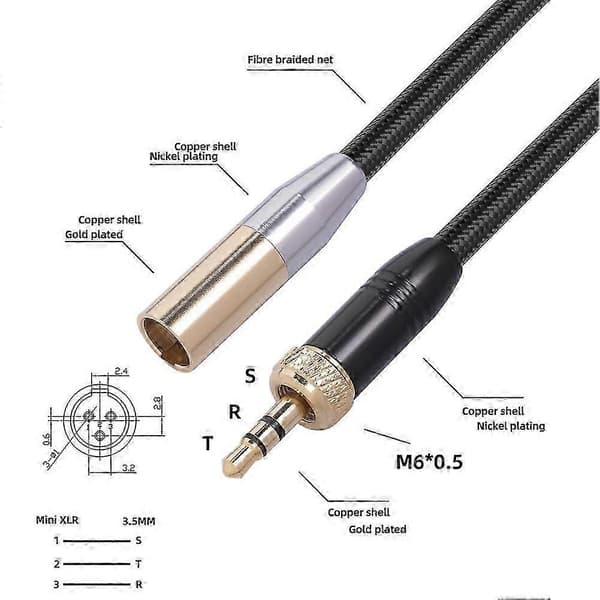 Audio Microphone Cable with Internal Thread 3.5mm Male to MINI XLR 3PIN Adapter Cable for SLR Camera Audio Cable