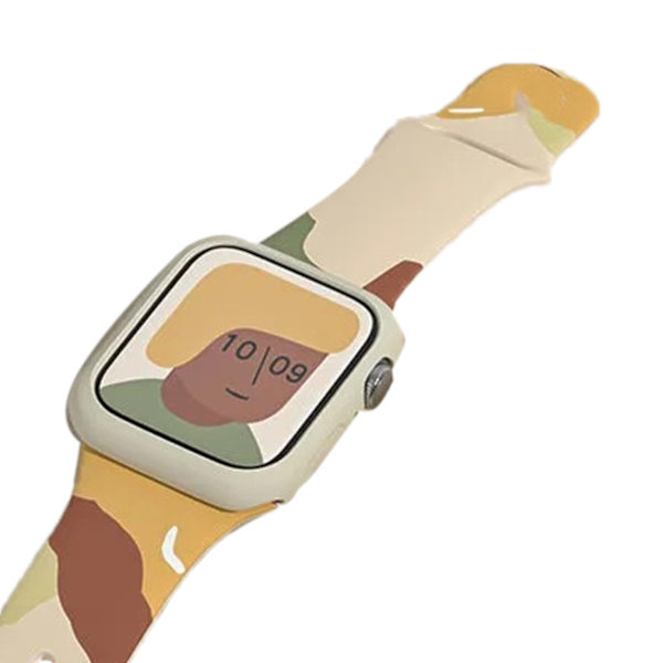 Silikone urrem udskiftning farve print hurtigt frigivelse urrem til IOS Watch 6 7 Grøn Mango Gul 42/44/45MM