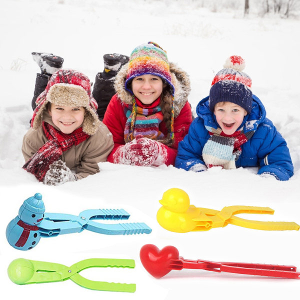 Snowball Maker Toy - Heart Duck Shape & sfærisk snømann, plast sandball verktøyklemme for barn