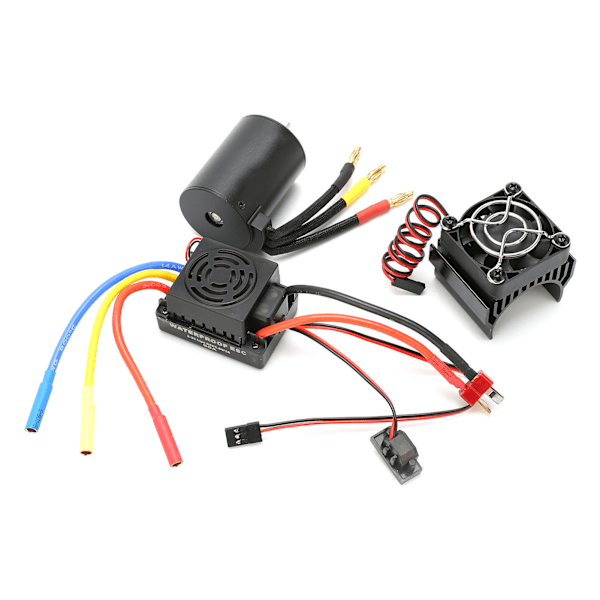 3650 3100KV Vanntett 4-polet Børsteløs Motor 60A ESC Kjøleribbe Kombinasjonssett for 1/10 RC Bil