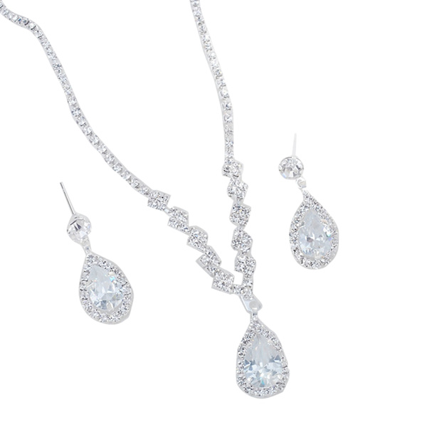 Halsband och örhängen set för kvinnor vackra strass smyckesset halsband set för fester årsdagar