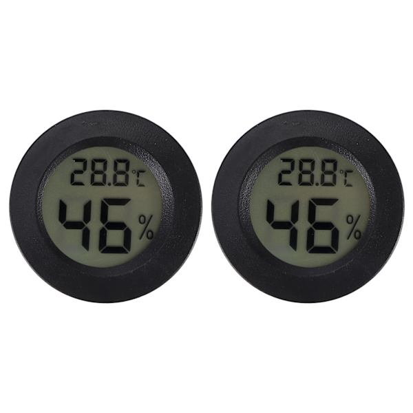 2 stk. Mini Digital LCD Termometer Hygrometer Rund Form Temperatur Fugtighedsmåler til Krybdyrboks