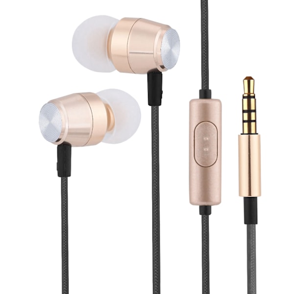 Dual Iron Ring Sounding Wired Earphone 5D Stereo Surrounding Sound in ear Earbuds Gold