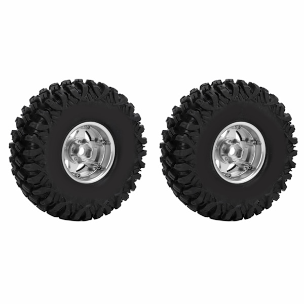 2 stk./sæt 1,9 tommer 120 mm plastikdæk med hjulfælge til Axial SCX10 D90 F350 1/10 RC-bilSølv