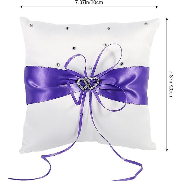 Lilla Bryllupsring Pute med Dobbelt Hjertedesign 20x20cm