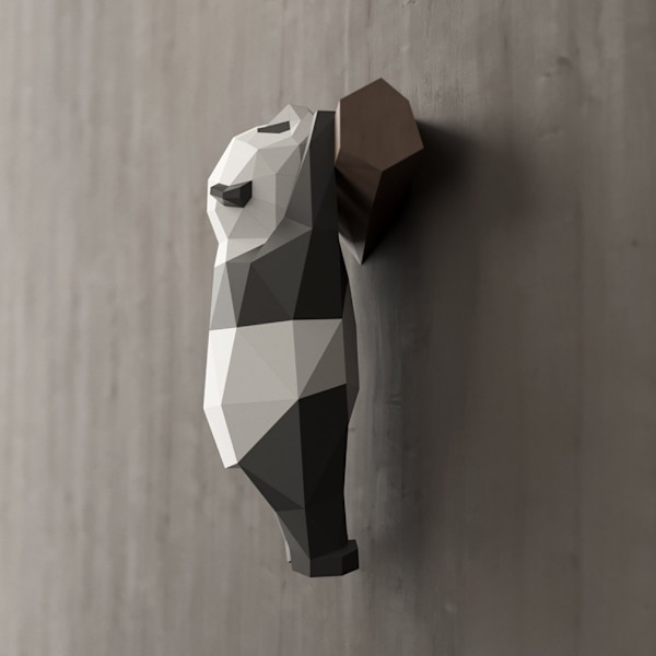 Søt Panda 3D Papirmodell DIY Dyrepapirhåndverk Actionfigurer Puslespill Barn Gave Veggmonterte Dekorasjoner