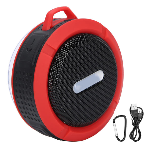 C6 Bluetooth-högtalare med sugkopp karbinhake vattentät mini-subwoofer för utomhussporter röd