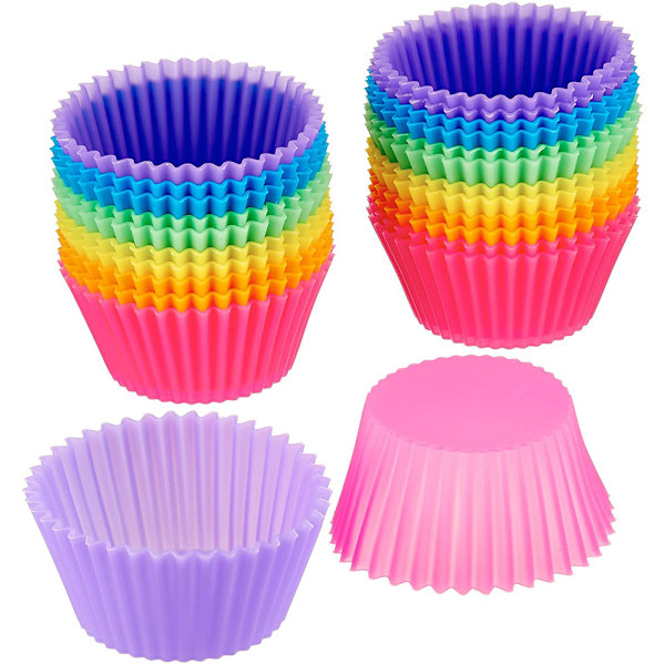 24 stk gjenbrukbare silikon muffinsformer, non-stick muffinsformer