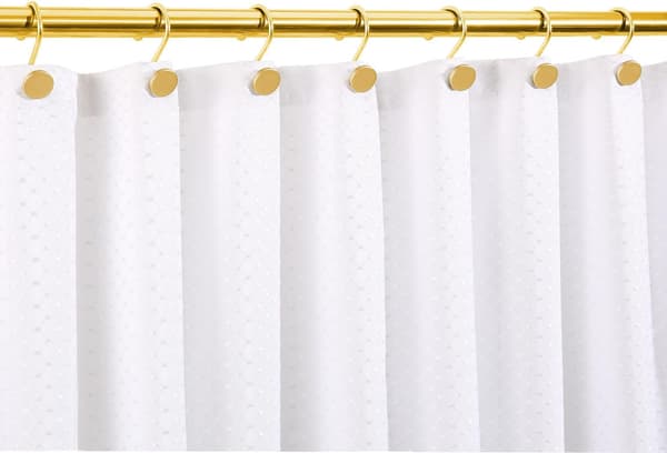 Set med 4 Guldfärgade Duschdraperikrokar, Rostfria Duschdraperiringar för Badrum, Metallduschkrokar för Duschdraperistång, Modern Dekorativ Dusch C