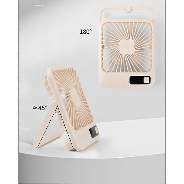 Vaaleankeltainen Pöytätuuletin Pieni Hiljainen USB-tuuletin, 3000mAh Ladattava Kannettava Mini Tuuletin, 180° Kallistuva Taitettava Henkilökohtainen Tuuletin