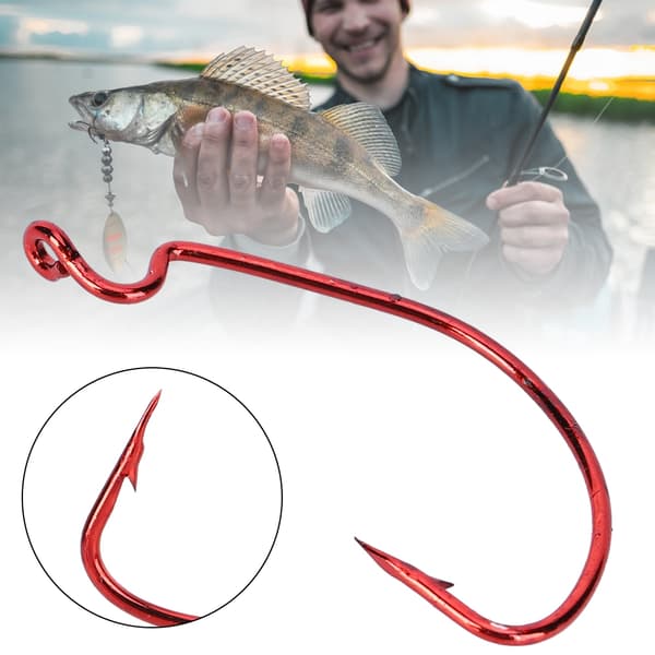 50 stk. røde nikkel-krog til ormefiskeri, blød agn, fiskegrej i højkulstofstål