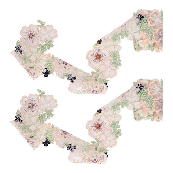 2 st 3D blomma spetskant 2yd lång 2,6 tum bred retrostil blomdesign Organza spetskant för klänning gördel kläder