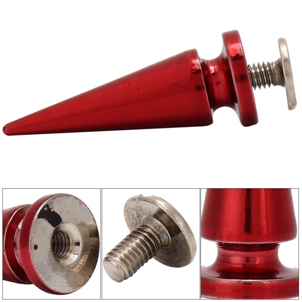 10 sæt 10*26 mm kobberkuglenitte metalstuds med skruesæt til DIY lædertaskesko (rød)