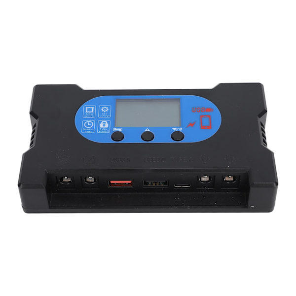 Solsystemregulator HD-skärm Dubbel USB Typ C DC Snabbladdning Multiskydd Solpanelsregulator 10A
