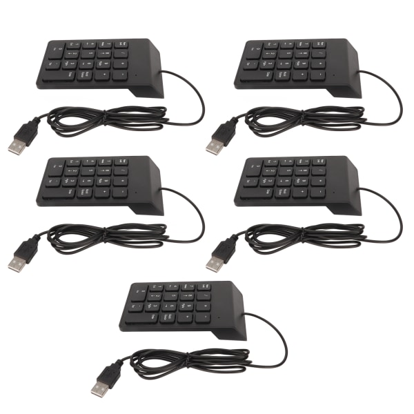 Kablet numerisk tastatur 18 taster Ergonomisk USB Plug and Play Stillegående tasting Mini numerisk tastatur for PC Laptop Desktop 5 stk.