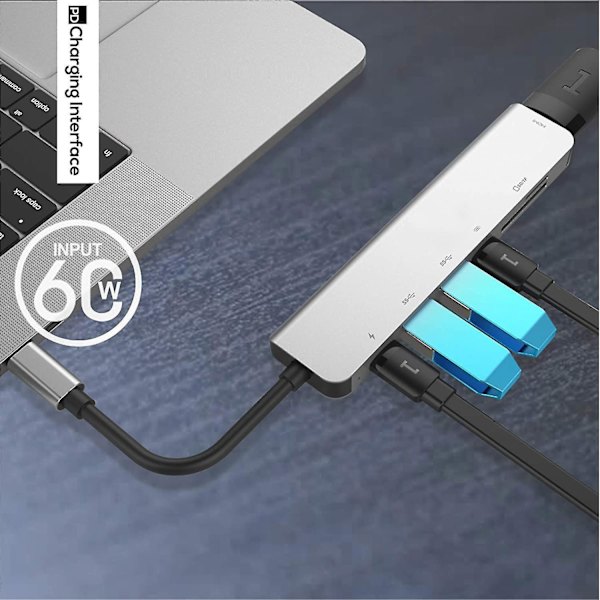 USB C Hub Adapter för MacBook Air/Pro - 4K 60Hz HDMI, Dongel ingår
