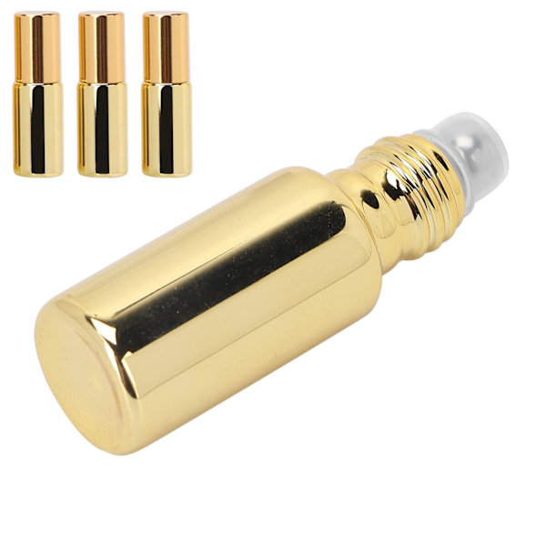 3 st professionella parfymrullflaskor i glas bärbara eteriska oljerullflaskor set 5ml Guld