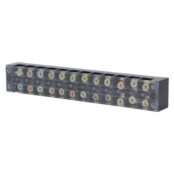 Kopplingslist Dubbla rader Högströmsskruvplint med cover för power 60A 600V 12 positioner (6012)