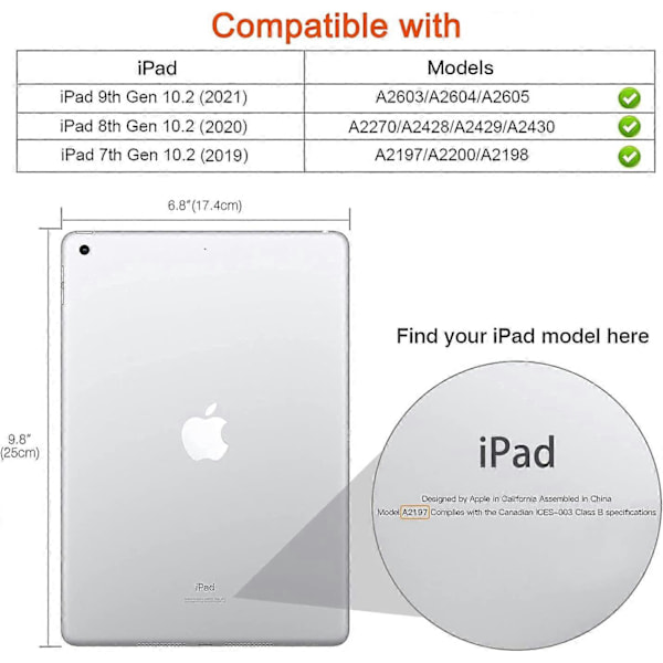 Galaxy Kääntyvä Kotelo iPad 9. sukupolvelle 2021 / iPad 8. sukupolvelle 2020 / iPad 7. sukupolvelle 2019 - 360 astetta kääntyvä jalusta automaattisella lepotilatoiminnolla iPad 10.2:lle