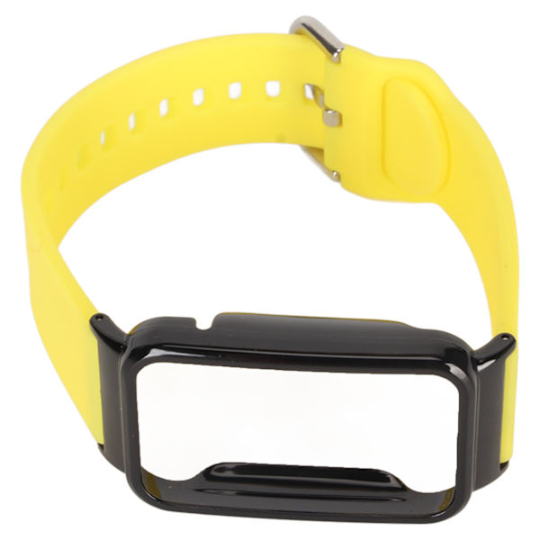 Silikone urrem med beskyttende kofangeretui, udskiftningstilbehør, der passer til Mi Band 7 Pro, gul og sort etui