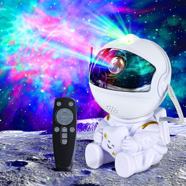 Galaxy Astronaut Star-projektor med fjärrkontroll och 6 lägen för sovrumstak, 360 rotation och justerbar ljusstyrka