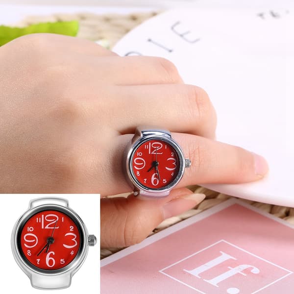 1 st Trendig Dam Herr Quartz Analog Rund Fingerring Kärleksklocka (Röd)
