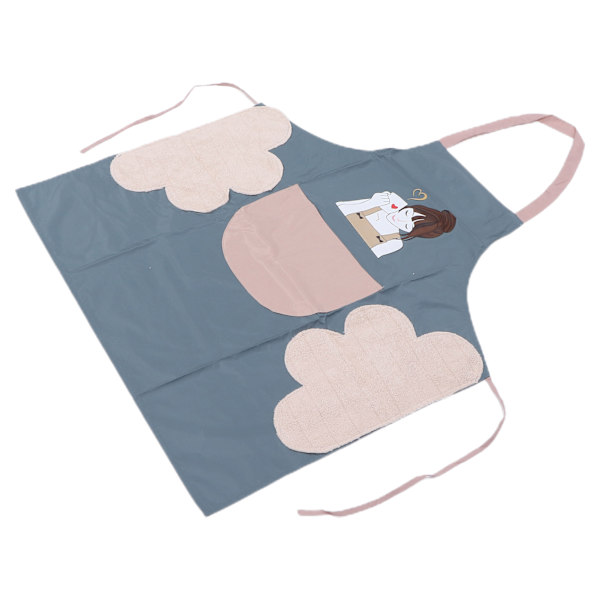 Beauty Girl Pattern Kosmetiikkaessu Vedenpitävä Leivonta BBQ Esiliina PocketGraylla