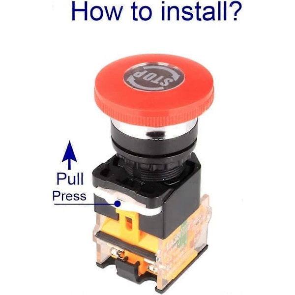 2 kpl 12V/24V/48V/220V 10A Hätäseis Painike Punainen Sieni 22mm NO NC Painikekytkimet
