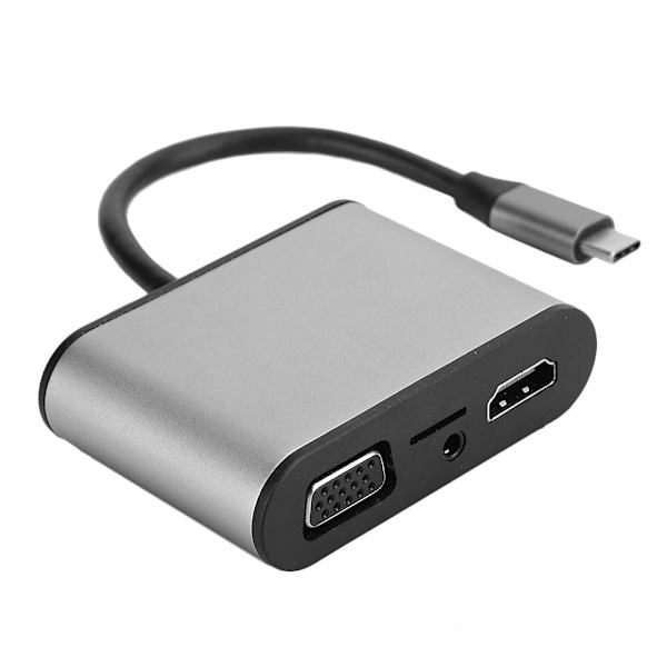 8-i-1 USB-C-hub grå multifunksjonell utvidelsesdokkingstasjon Type-C til HDMI+VGA+PD-kontakt grå