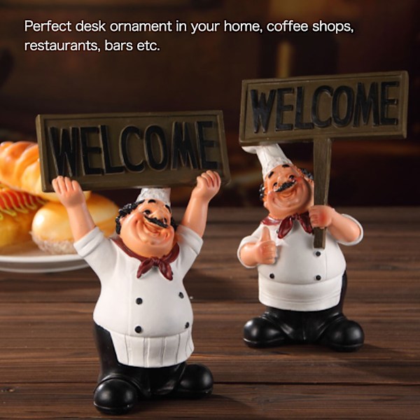 Resin Chef-figurer Ornament Statue Modell Håndverk Dekor Bar Kaffebar (#1)
