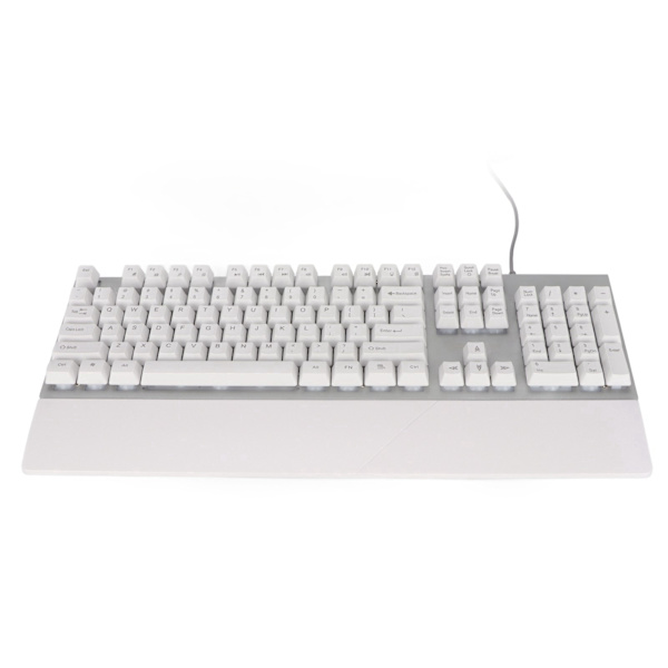 RGB kablet tastatur med håndledsstøtte 104 taster klare tegn God modstandsdygtighed Tastatur med mekanisk følelse til kontorspil Hvid