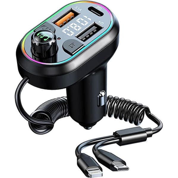 Bluetooth 5.0 Bil FM Trådløs Sender, Håndfri Lydmottaker Kit, USB Radioadapter, Biloppringing, Musikkstrømming.