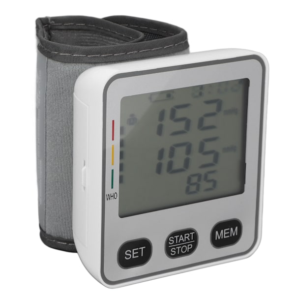 Blodtryksmåler Automatisk LCD-display Stemmefunktion Lille Digitalt Håndledssphygmomanometer til Hjem Rejse