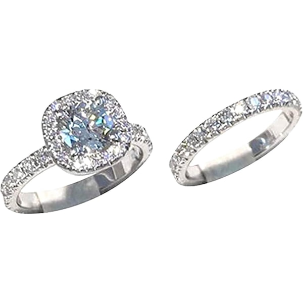 2 Delar Full Diamant Damring Utsökt Vikbar Fyrkantig Diamant Förlovnings Bröllopssmycken Födelsedagspresent Strandsmycken Presenter till Kvinnor och Flickor，9