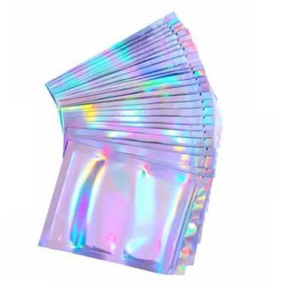 100 stk. Hologram Cellophane Selvforseglende Pose 9 X 12cm Iridescent Lynlåspose til Slik Biscuit