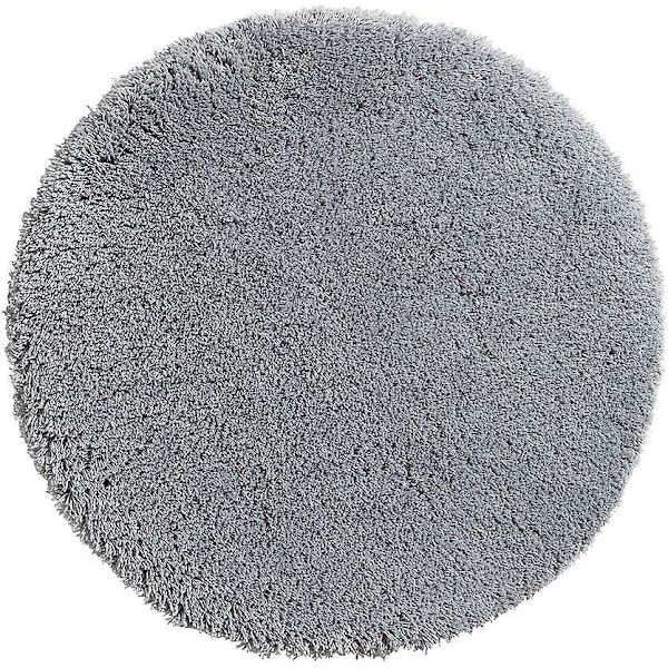 Myk og myk rund badematte - Sklisikker og vaskbar mikrofiber dusjmatte (grå)