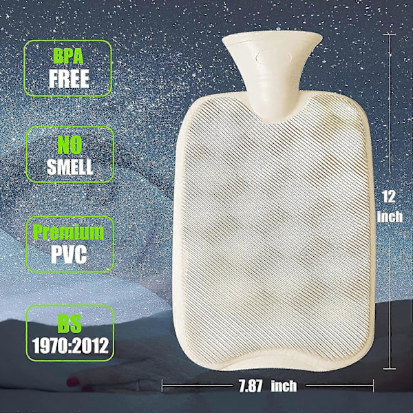 Varmtvannsflaske med mykt trekk, 2,0 liters varmtvannspose PVC for smertelindring