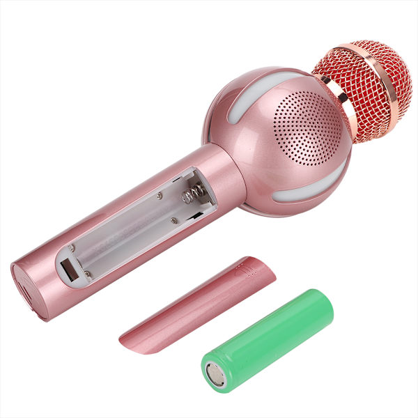 Multifunktionel Bluetooth trådløs mikrofon til telefon til karaoke (rosaguld)