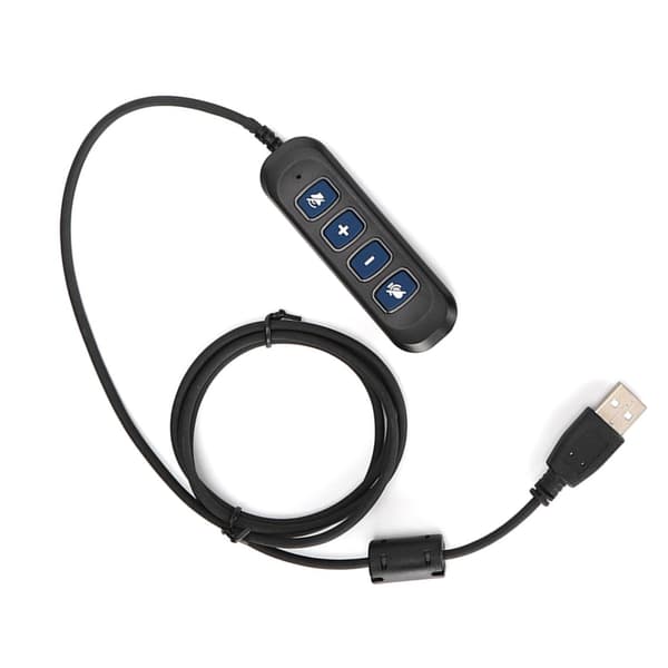 H901 USB-stik QD-kabeladapter Justerbar lydstyrke Callcenter-headsetadapter til 3,5 mm headsetudstyr Blå