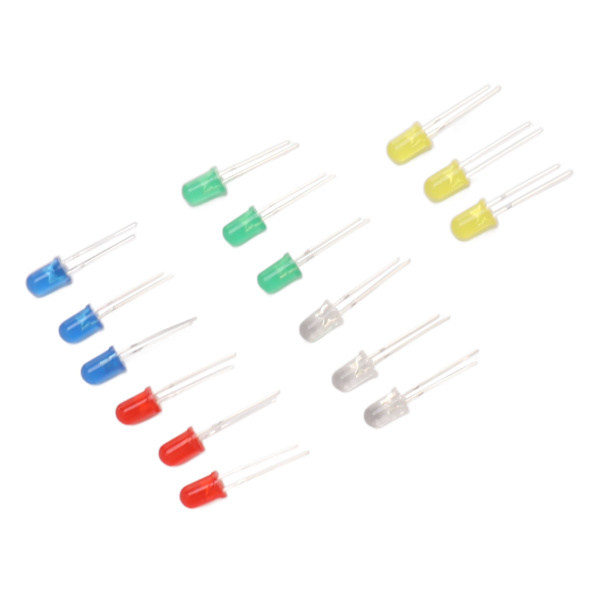 100 stk 5 mm LED-dioder rødt grønt gult blått hvitt lysdioder for apparat DIY vitenskapsprosjekt