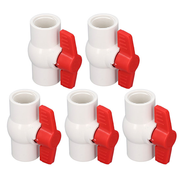 5 Styck Vattenförsörjning Kulventil PVC Plast Skruvbrytare Slang Slang Rör Snabbkopplingskopplingar 20mm ID