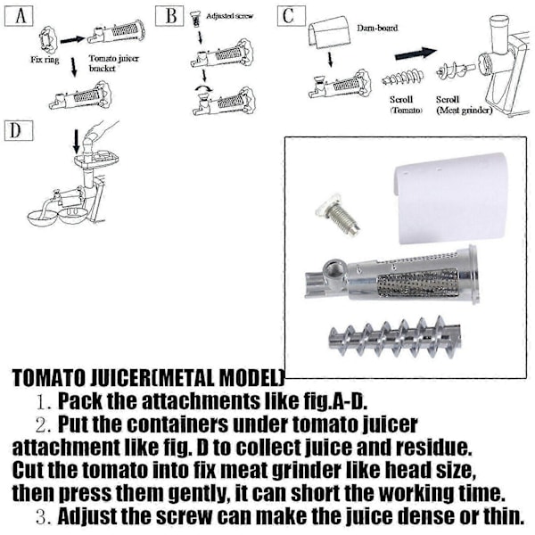 Tomatsaft DIY Ketchup Tilbehør kompatibelt med KitchenAid Røremaskine Køkkenredskaber