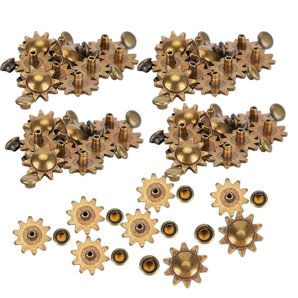 100 st solrosformade nitar kläder skor väska DIY dekoration nitar tillbehör (brons)
