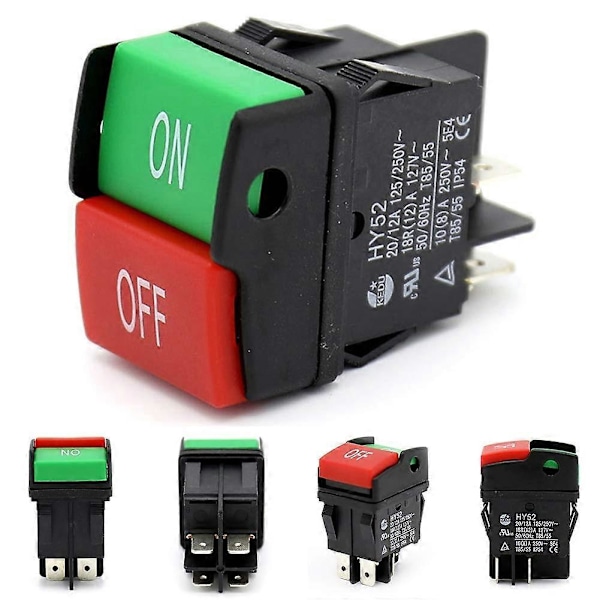 HY52 Tryckknappsbrytare för Apparater, Elektrisk Utrustning, Elverktyg 125/250V 20/12/10(8)A, HY5
