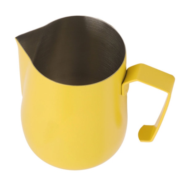 450 ml mjölkskummare i rostfritt stål 304, mjölkskummare för kaffebarer och hem, gul