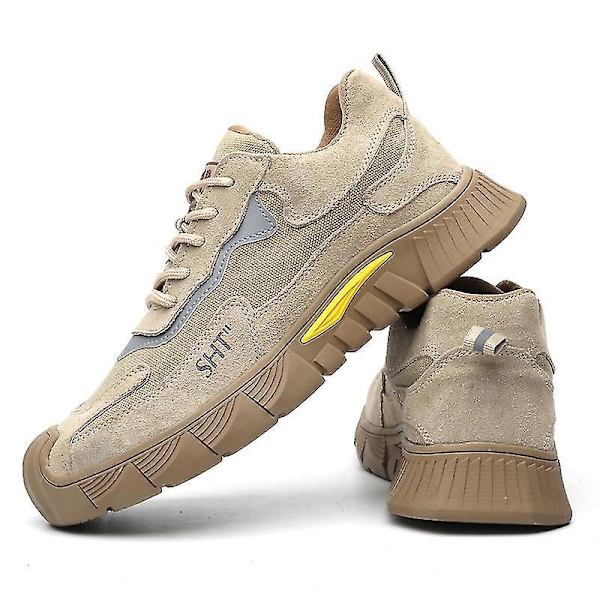 Puncture Resistant Men's Lightweight Safety Work Sneakers40 Khaki