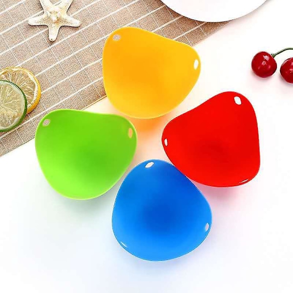 4-pack Silikon Kokta Ägg Pocherade Ägg Stekpanna Non-stick Ägg Kokta Äggkoppar, Kök Mikrovågsugn Eller Spis Ägg, Fyra Färger